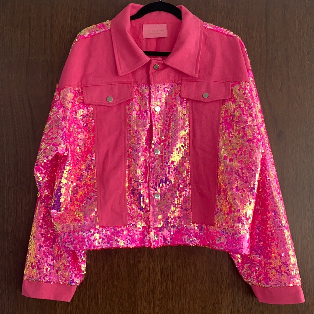 Pink Sequin Jean Jacket